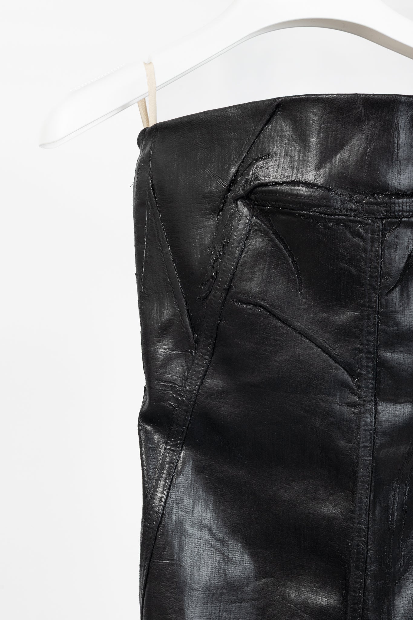 Rick Owens "Luxor" FW/23 Black Coated Strapless Bustier Mini Dress