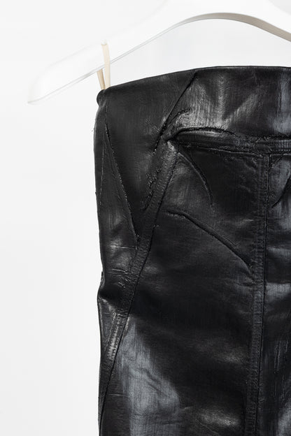Rick Owens "Luxor" FW/23 Black Coated Strapless Bustier Mini Dress