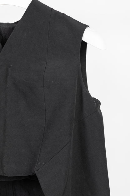 Rick Owens SS/11 Runway Black Coated Cotton & Silk Hi-Lo Zip Vest
