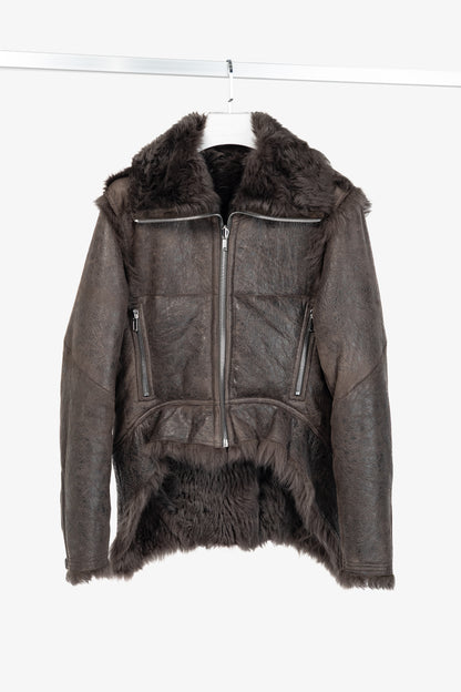 Rick Owens FW25 Concordians Exploder "Dark Dust" Fur & Leather Jacket