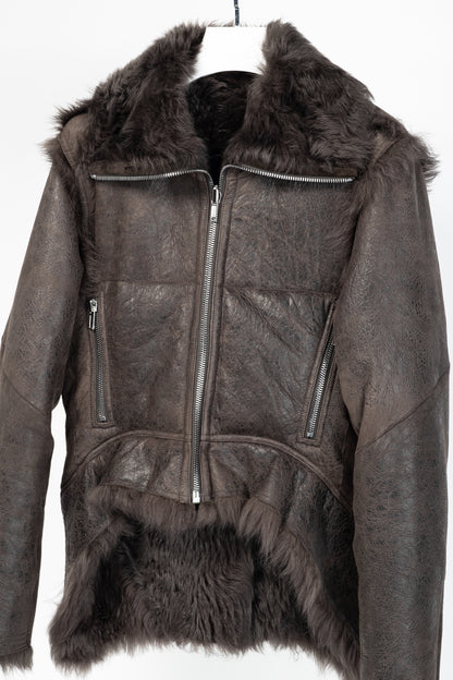 Rick Owens FW25 Concordians Exploder "Dark Dust" Fur & Leather Jacket