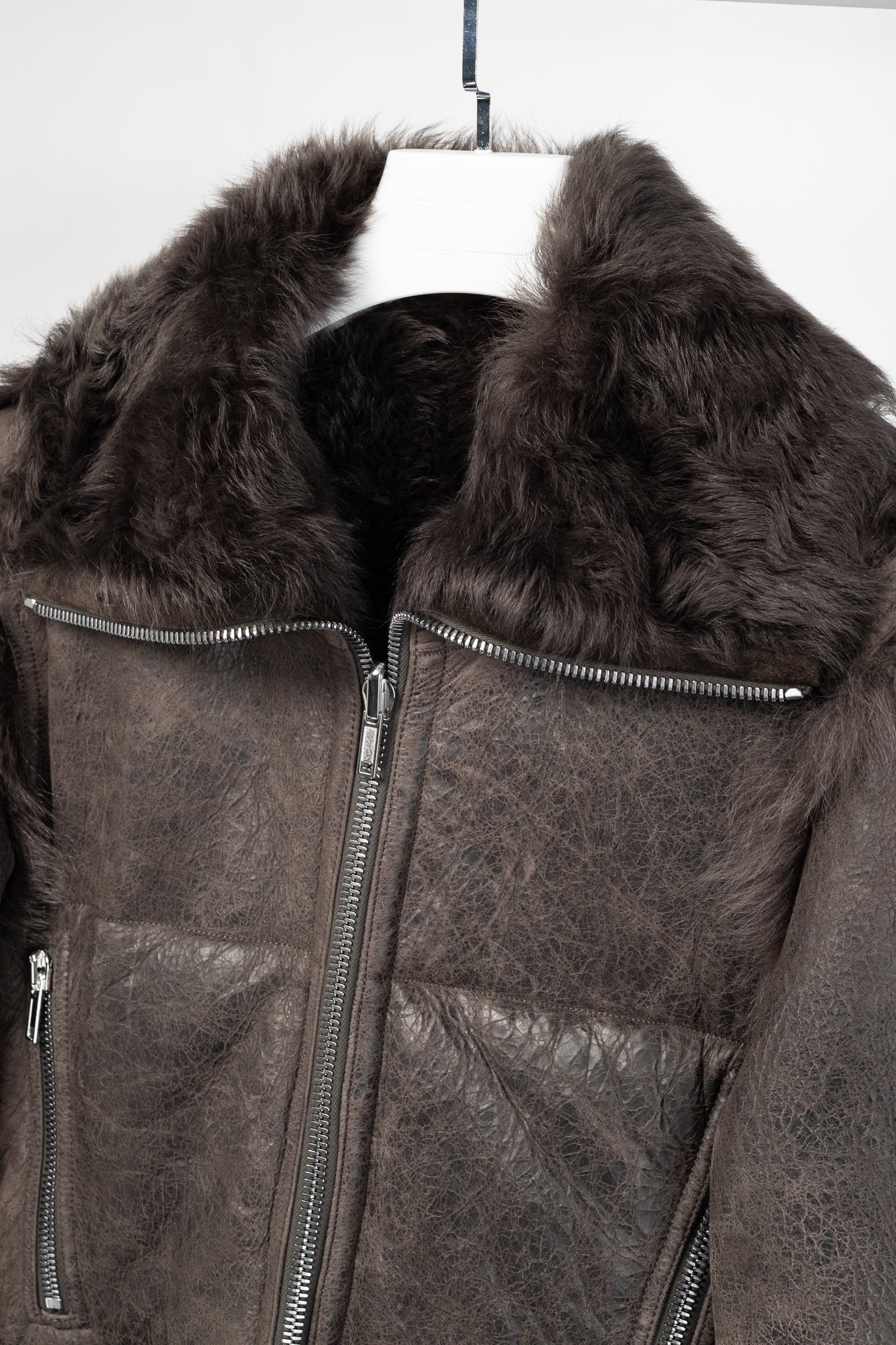 Rick Owens FW25 Concordians Exploder "Dark Dust" Fur & Leather Jacket