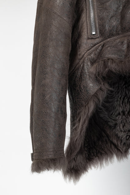 Rick Owens FW25 Concordians Exploder "Dark Dust" Fur & Leather Jacket