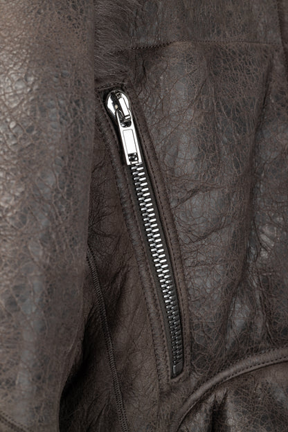 Rick Owens FW25 Concordians Exploder "Dark Dust" Fur & Leather Jacket