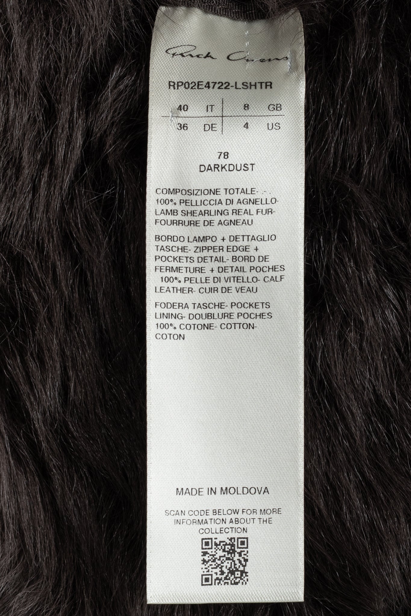 Rick Owens FW25 Concordians Exploder "Dark Dust" Fur & Leather Jacket