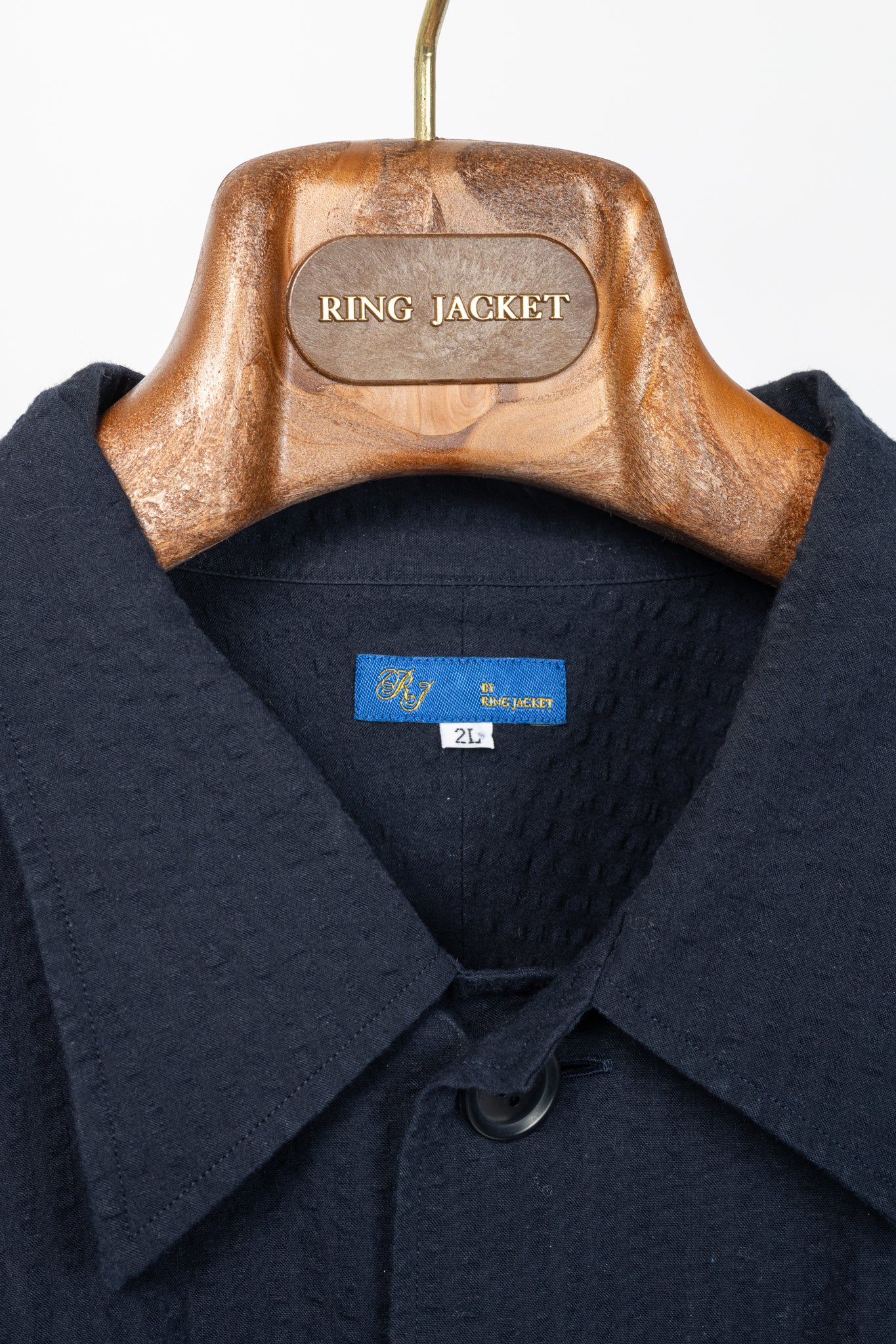 RJ By Ring Jacket Navy Cotton Seersucker Utility Jacket