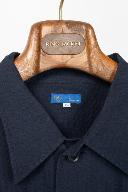 RJ By Ring Jacket Navy Cotton Seersucker Utility Jacket