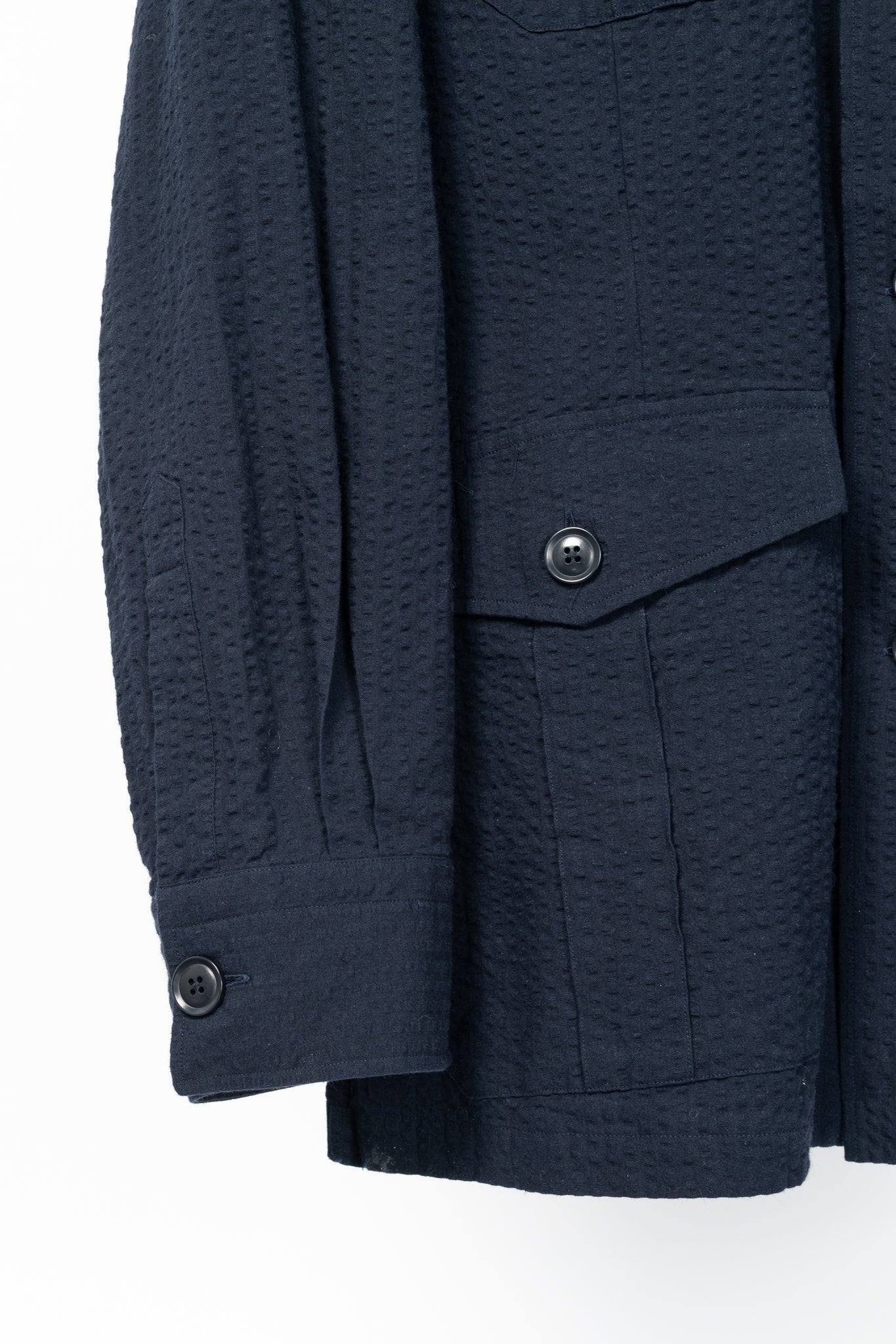 RJ By Ring Jacket Navy Cotton Seersucker Utility Jacket