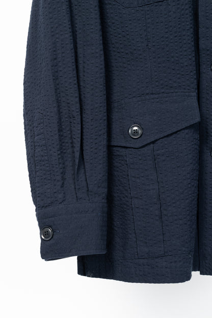 RJ By Ring Jacket Navy Cotton Seersucker Utility Jacket