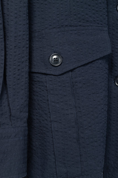RJ By Ring Jacket Navy Cotton Seersucker Utility Jacket
