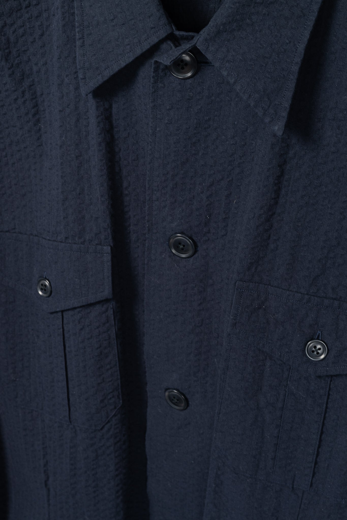RJ By Ring Jacket Navy Cotton Seersucker Utility Jacket
