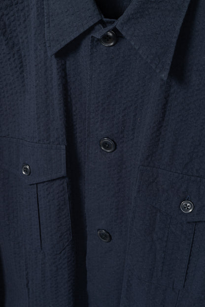 RJ By Ring Jacket Navy Cotton Seersucker Utility Jacket