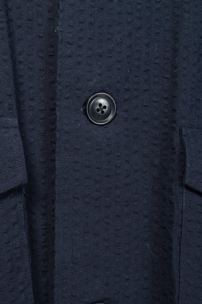 RJ By Ring Jacket Navy Cotton Seersucker Utility Jacket