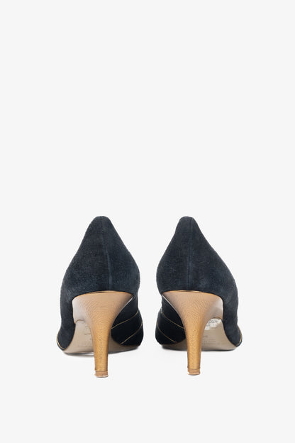 Roberto Cavalli Black Suede Cutout Peep-Toe Heels