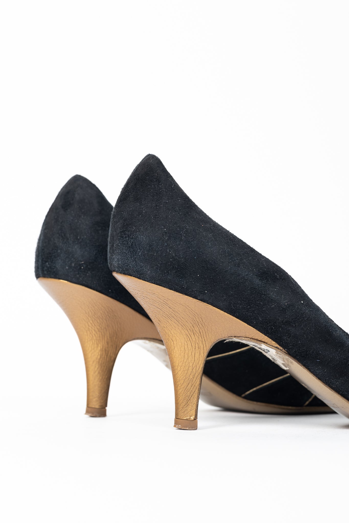 Roberto Cavalli Black Suede Cutout Peep-Toe Heels