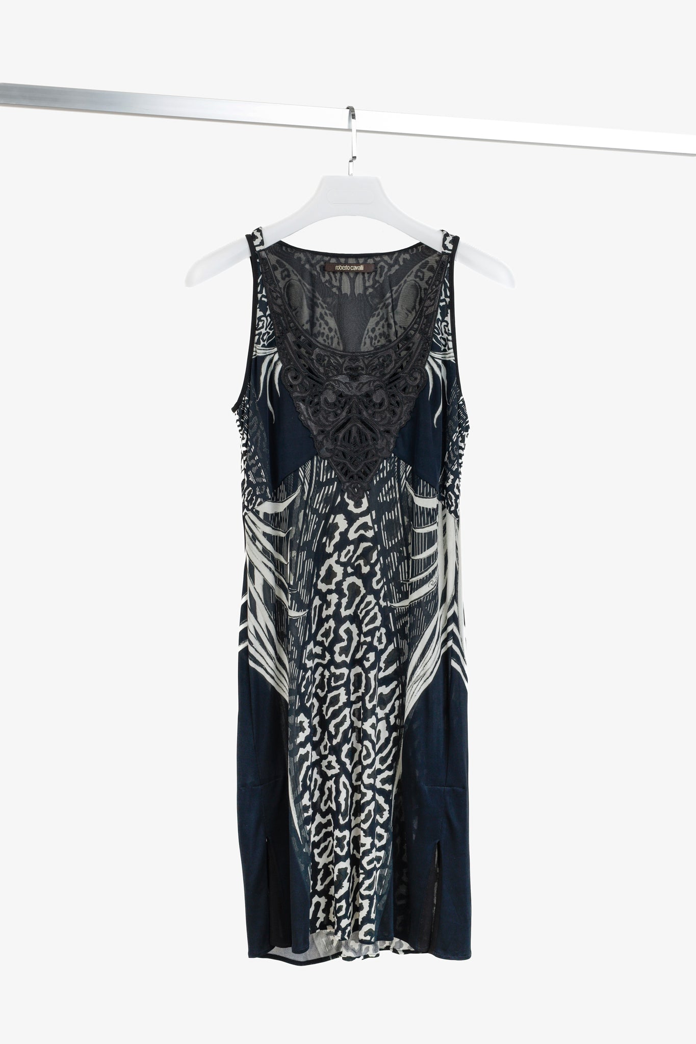 Roberto Cavalli Black Jungle Animal Print Tank Dress