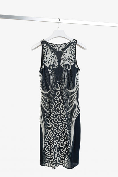 Roberto Cavalli Black Jungle Animal Print Tank Dress