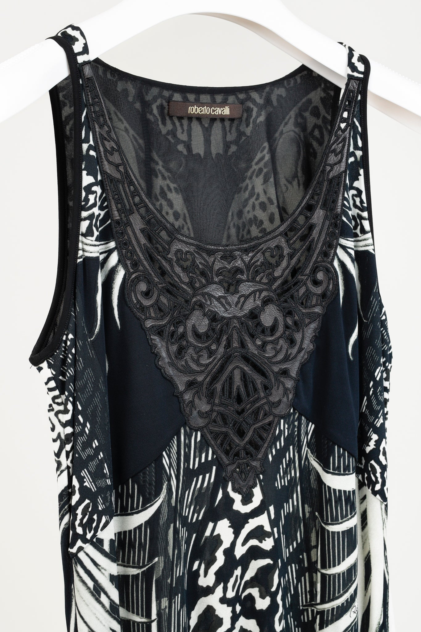 Roberto Cavalli Black Jungle Animal Print Tank Dress