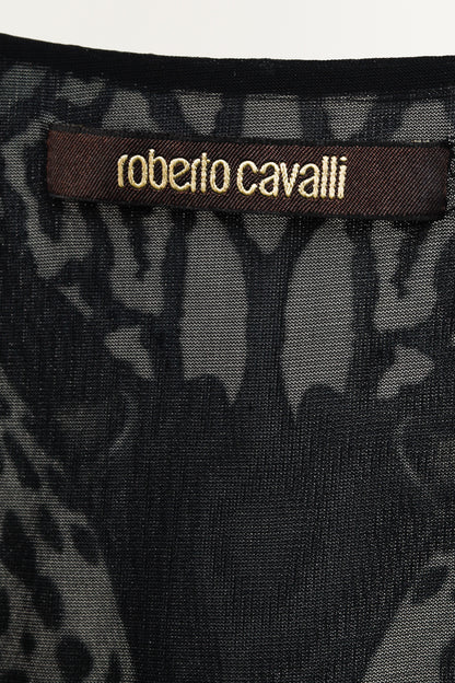 Roberto Cavalli Black Jungle Animal Print Tank Dress