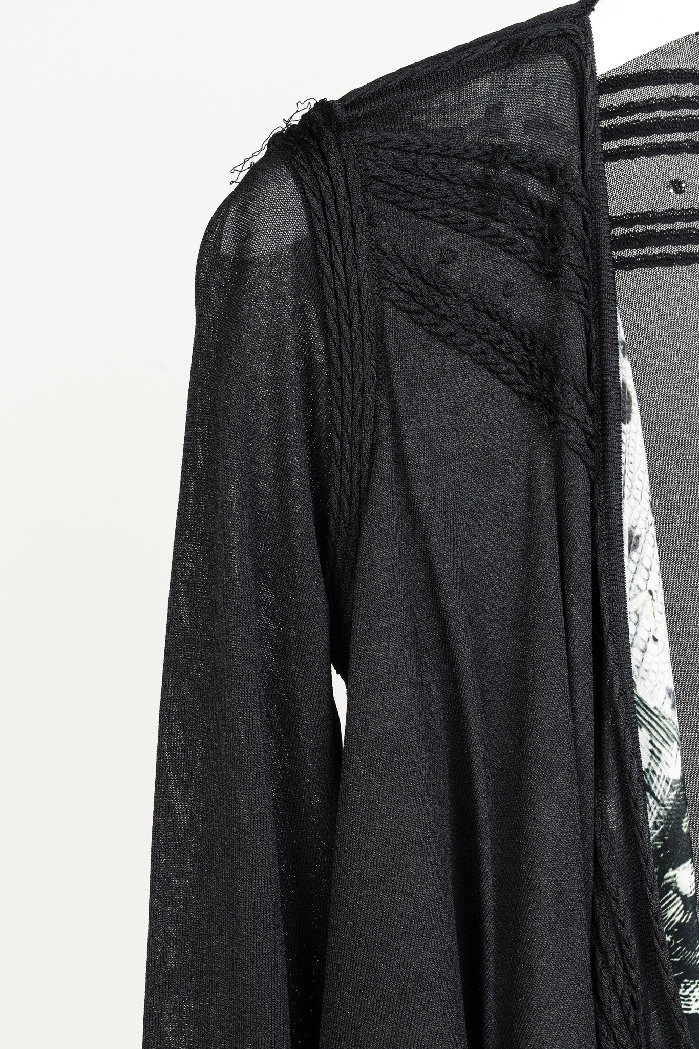 Roberto Cavalli Black Fringe Shawl Cardigan