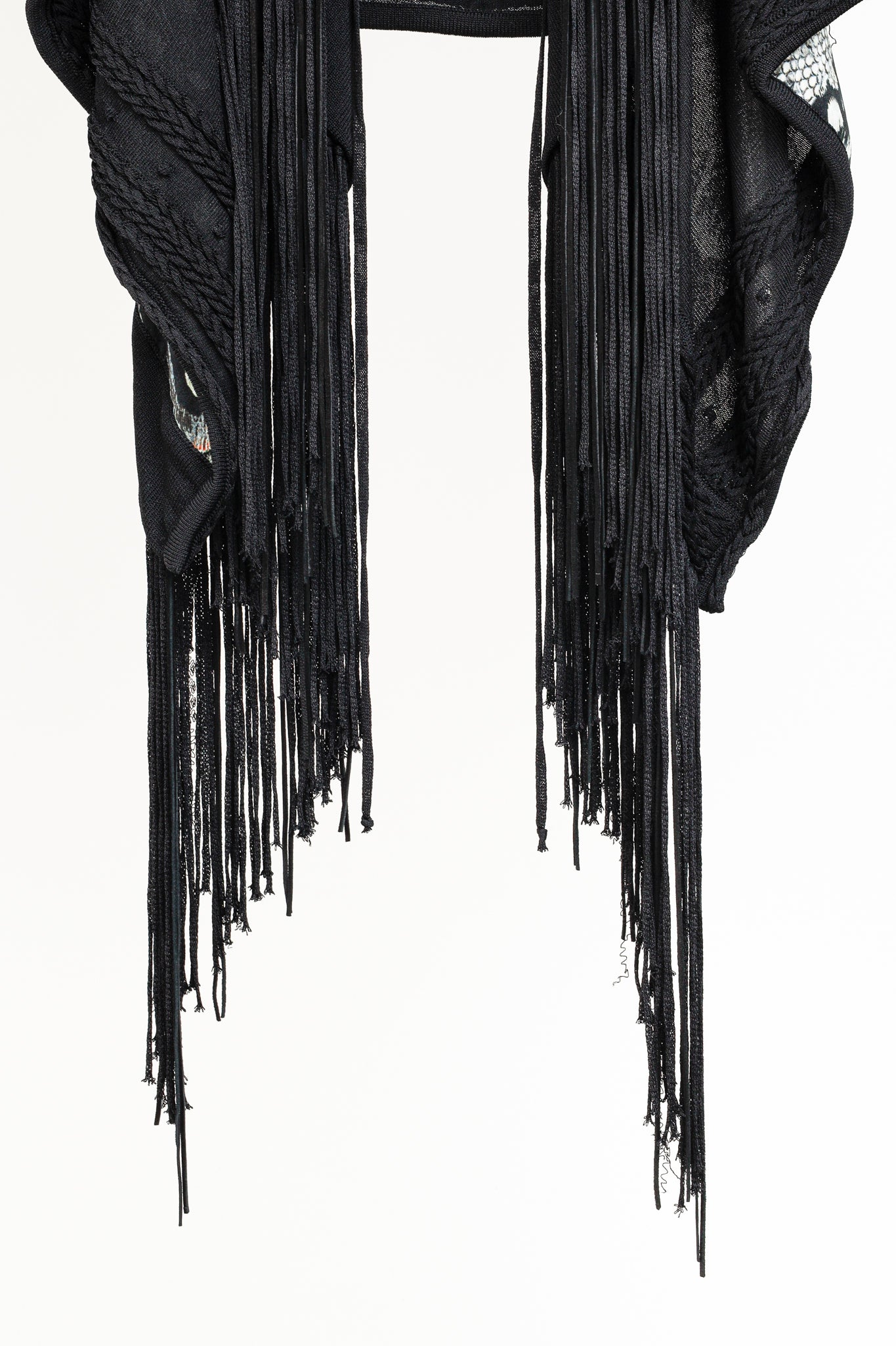 Roberto Cavalli Black Fringe Shawl Cardigan