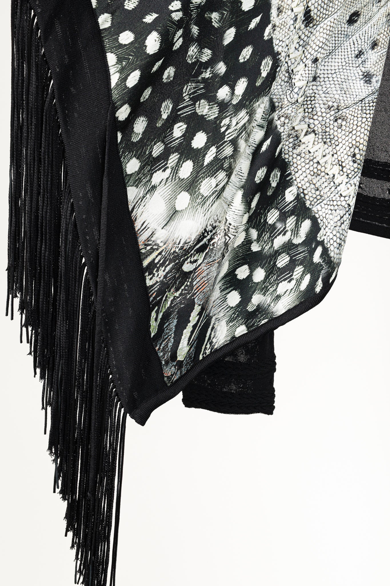 Roberto Cavalli Black Fringe Shawl Cardigan