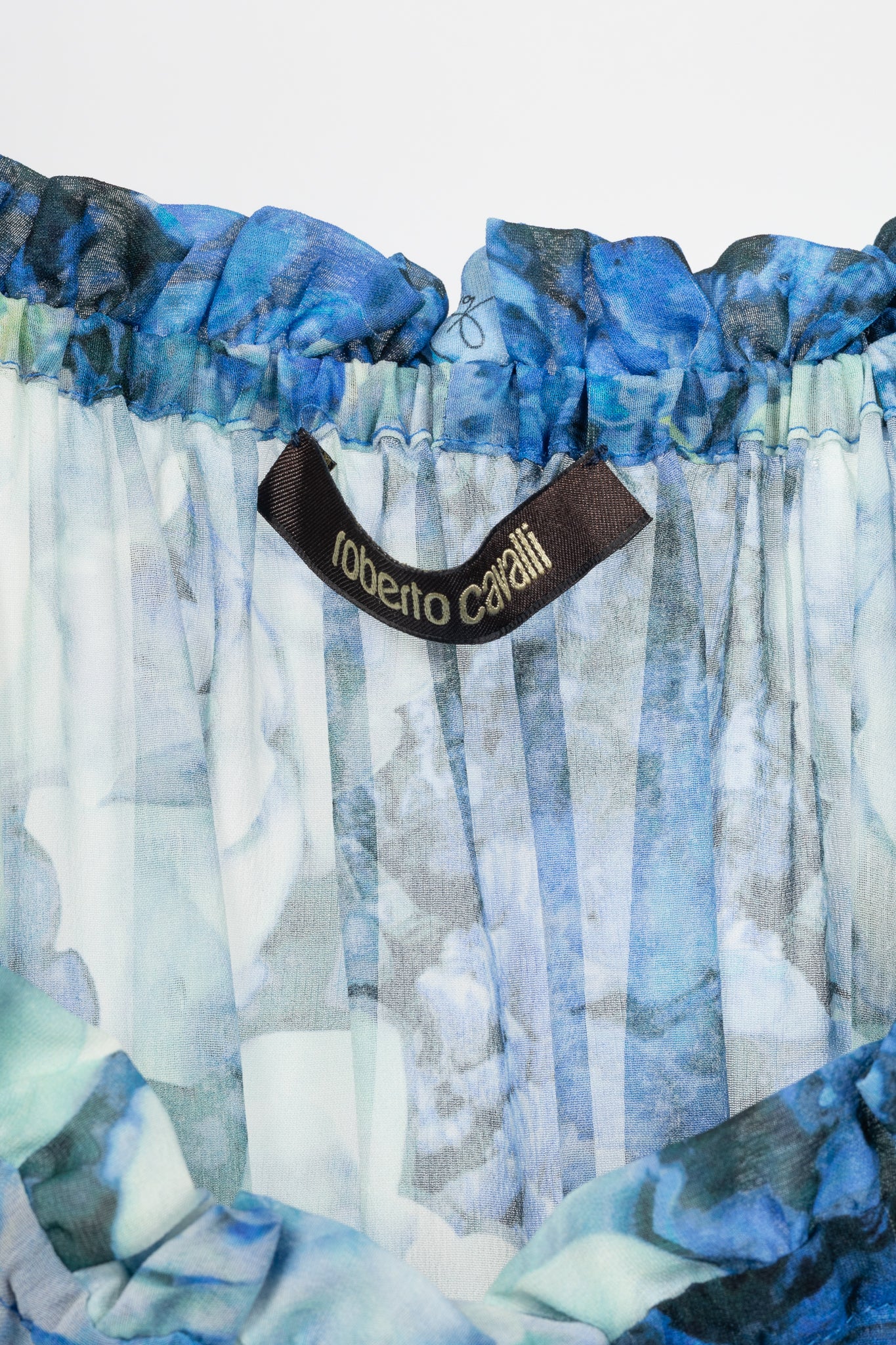 Roberto Cavalli Blue & Navy Floral-Silk Combo Mini Dress