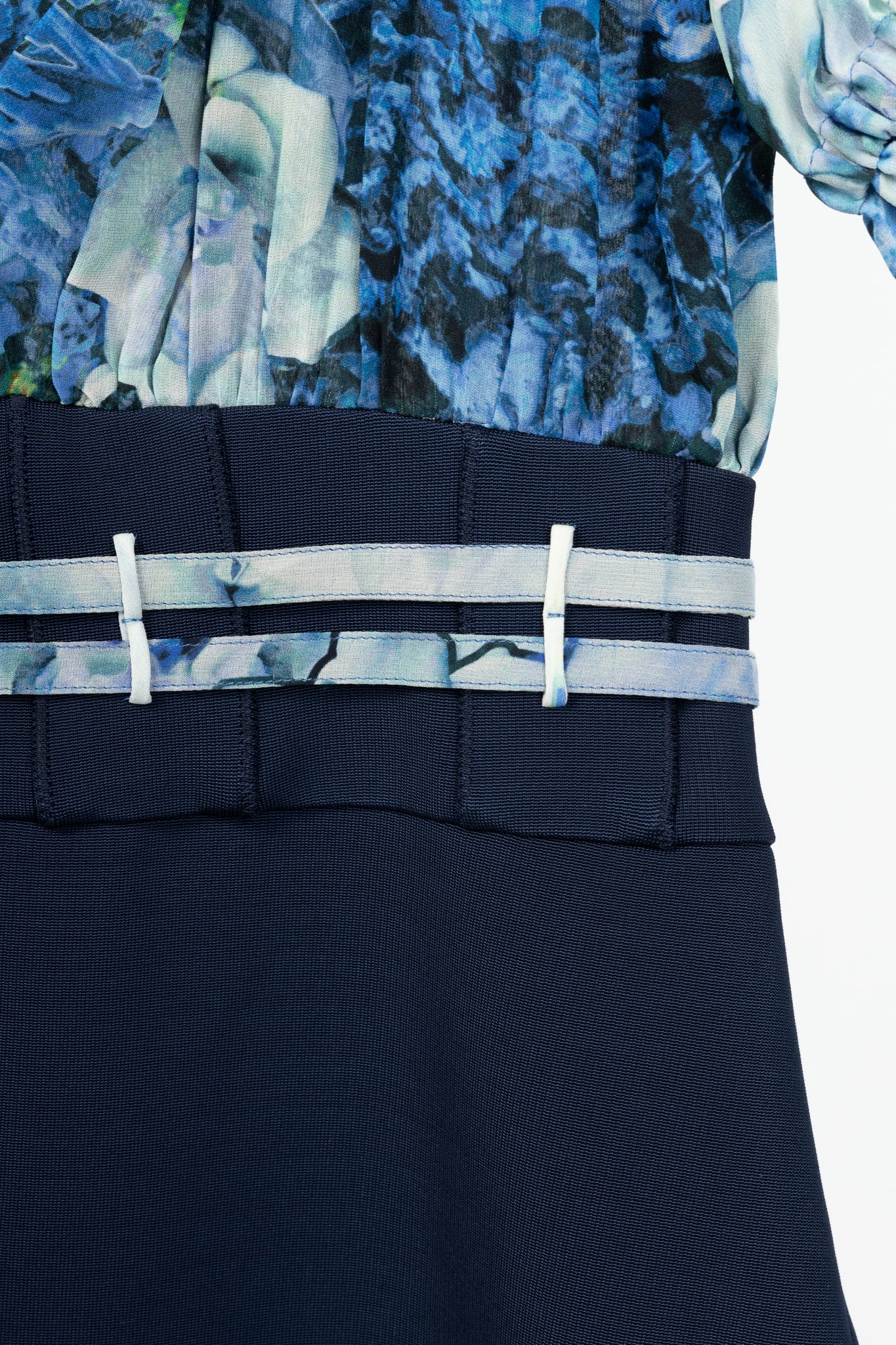 Roberto Cavalli Blue & Navy Floral-Silk Combo Mini Dress