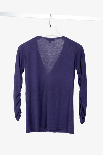 Roberto Cavalli Purple Snake-Bust Ruched Sweater
