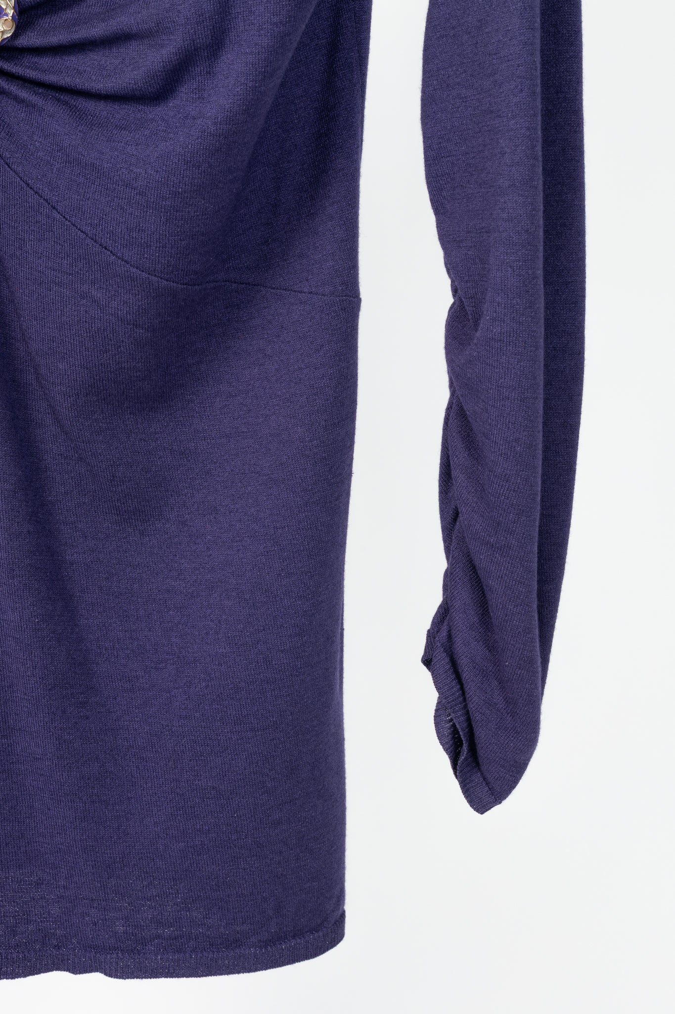 Roberto Cavalli Purple Snake-Bust Ruched Sweater