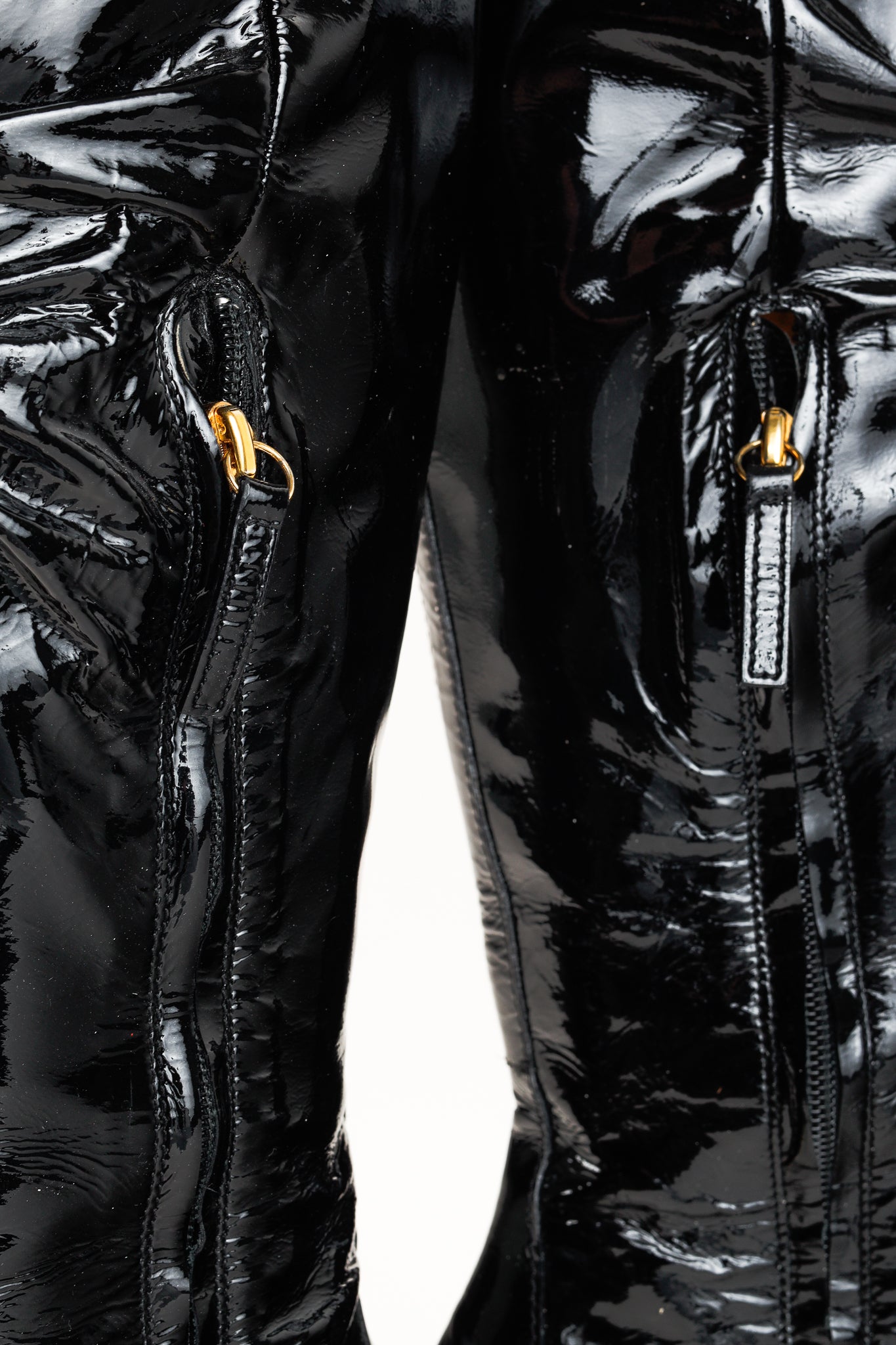 Roberto Cavalli Black Patent Leather Twin-Snake-Heads Tall Stiletto Boot