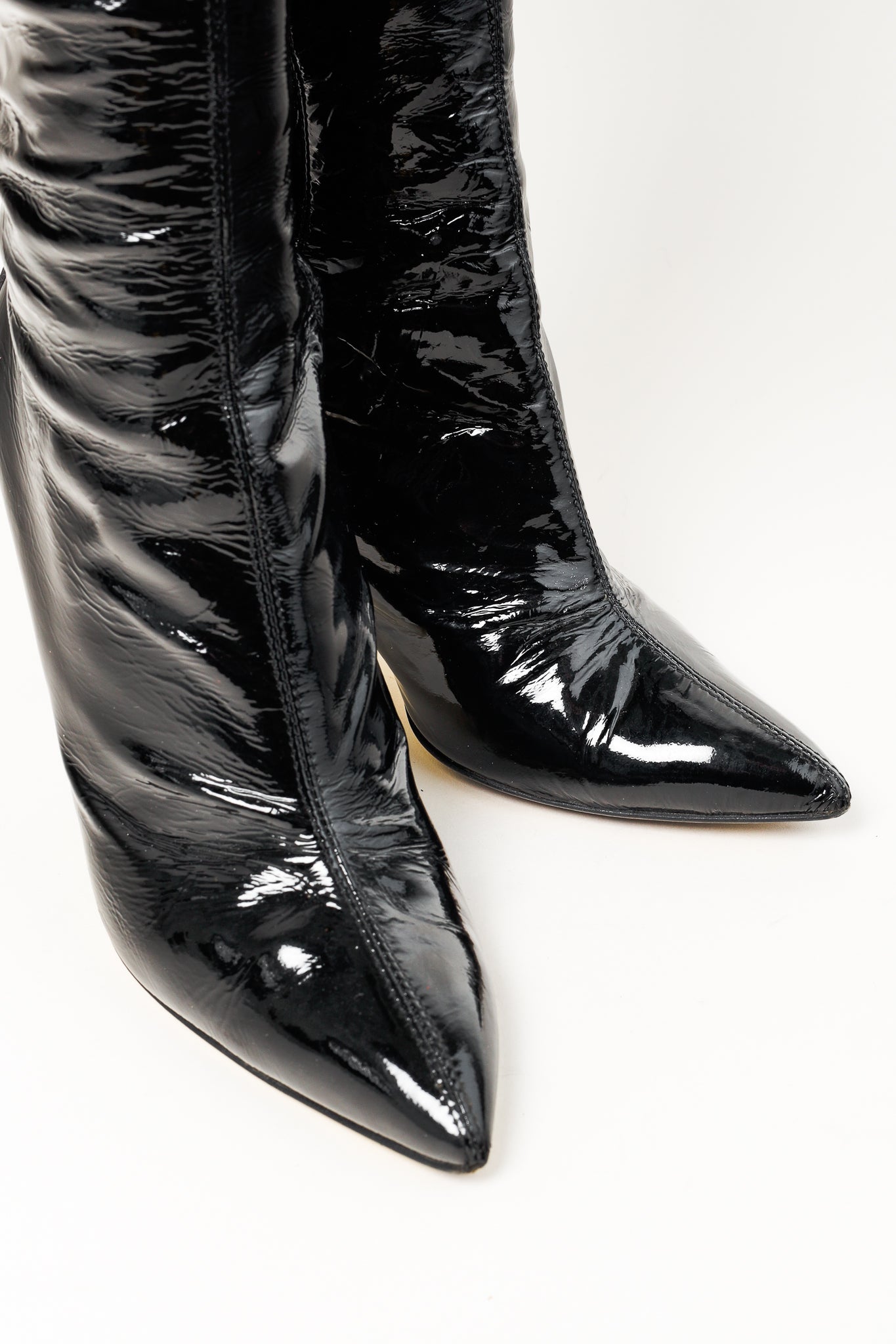 Roberto Cavalli Black Patent Leather Twin-Snake-Heads Tall Stiletto Boot