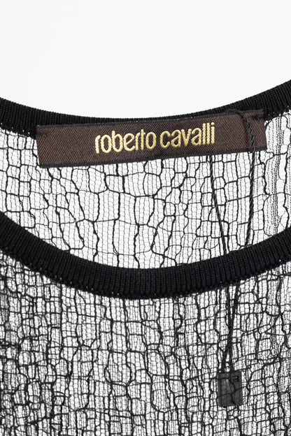 Roberto Cavalli Nude Snakeskin-Jacquard Knit Lace-Trim Dress