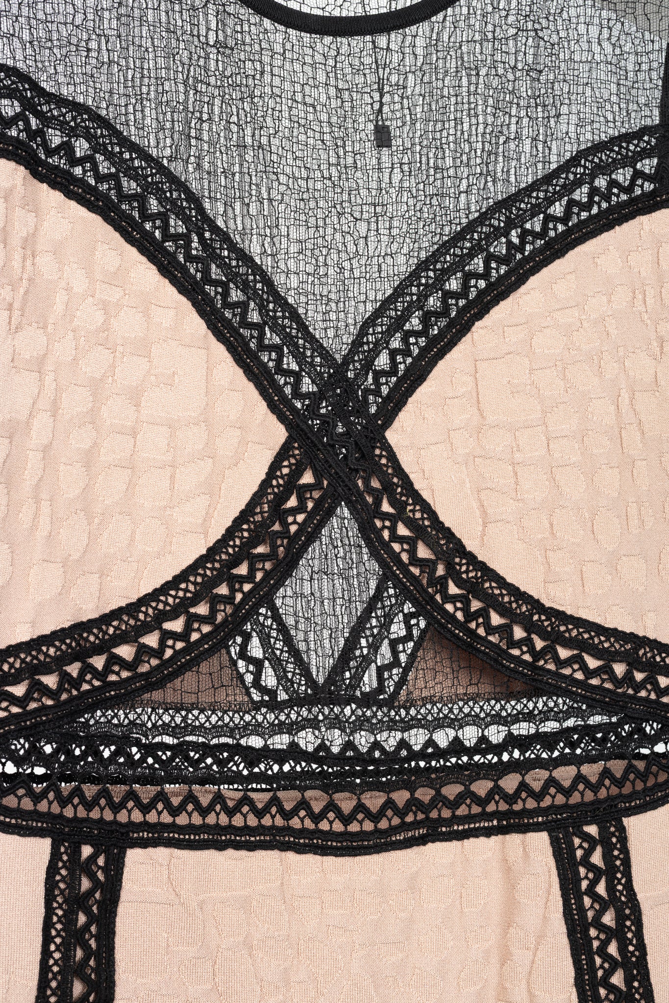 Roberto Cavalli Nude Snakeskin-Jacquard Knit Lace-Trim Dress