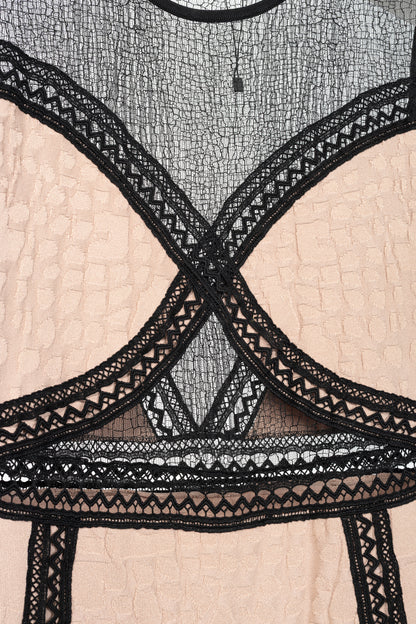 Roberto Cavalli Nude Snakeskin-Jacquard Knit Lace-Trim Dress