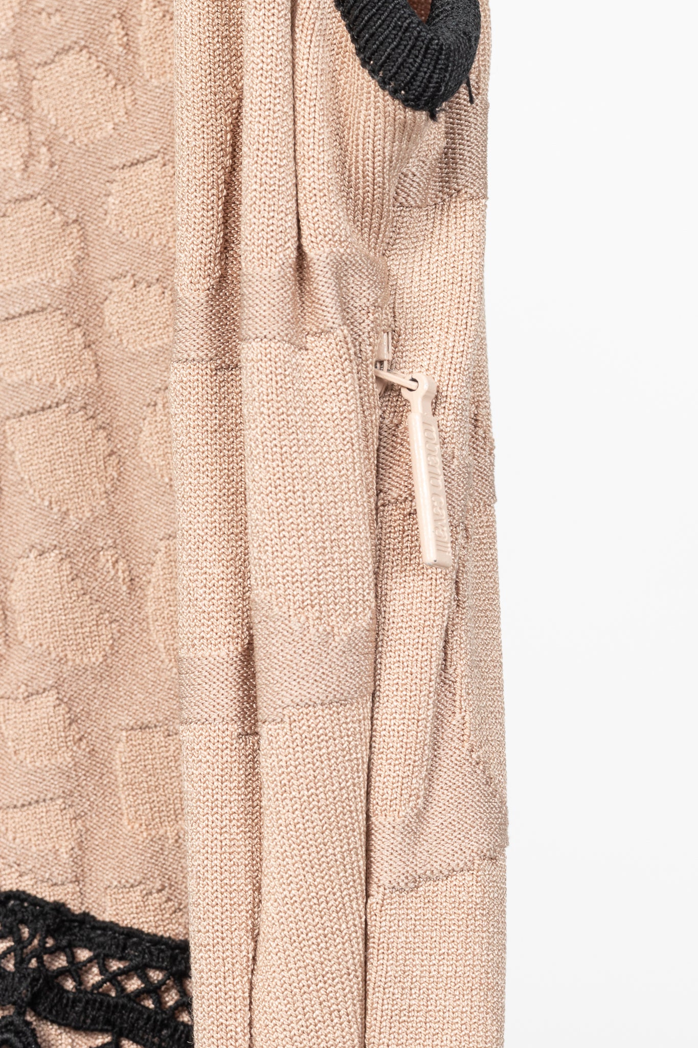 Roberto Cavalli Nude Snakeskin-Jacquard Knit Lace-Trim Dress