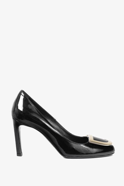 Roger Vivier Décolleté Ecusson Black Patent-Leather Buckle Heels