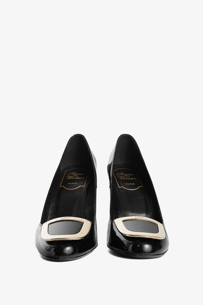 Roger Vivier Décolleté Ecusson Black Patent-Leather Buckle Heels