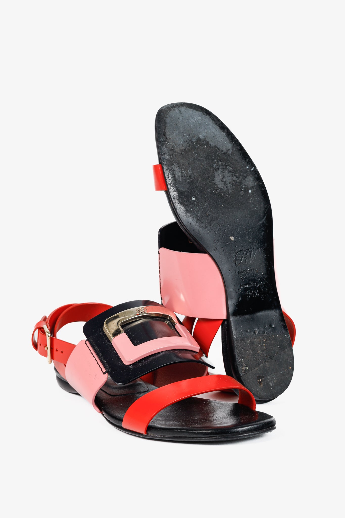 Roger Vivier SS/14 Colour-Block Buckle Flat Sandals