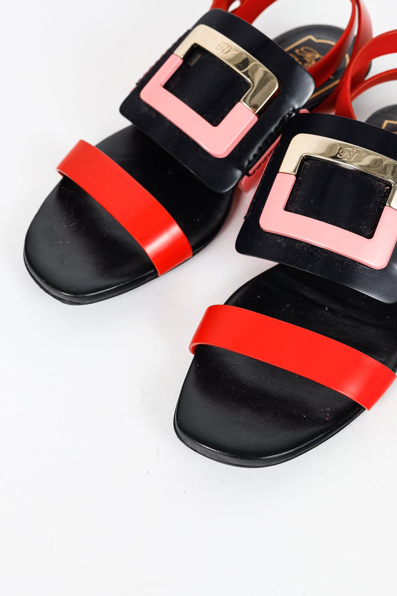 Roger Vivier SS/14 Colour-Block Buckle Flat Sandals