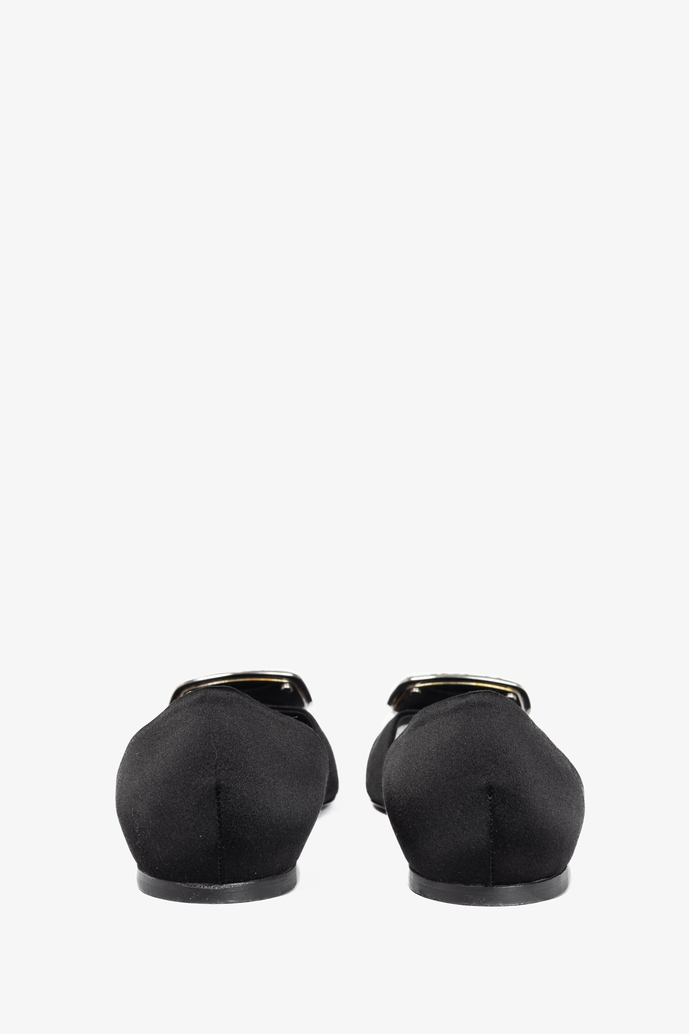 Roger Vivier Chips Black Silk Strass-Buckle Flats