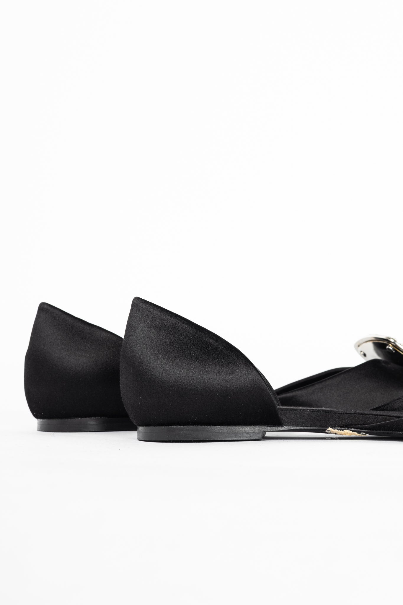 Roger Vivier Chips Black Silk Strass-Buckle Flats