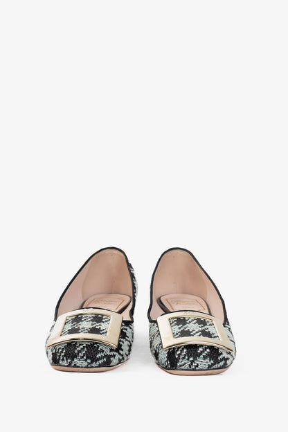 Roger Vivier Tres Vivier Blue Houndstooth-Tweed Buckle Pumps