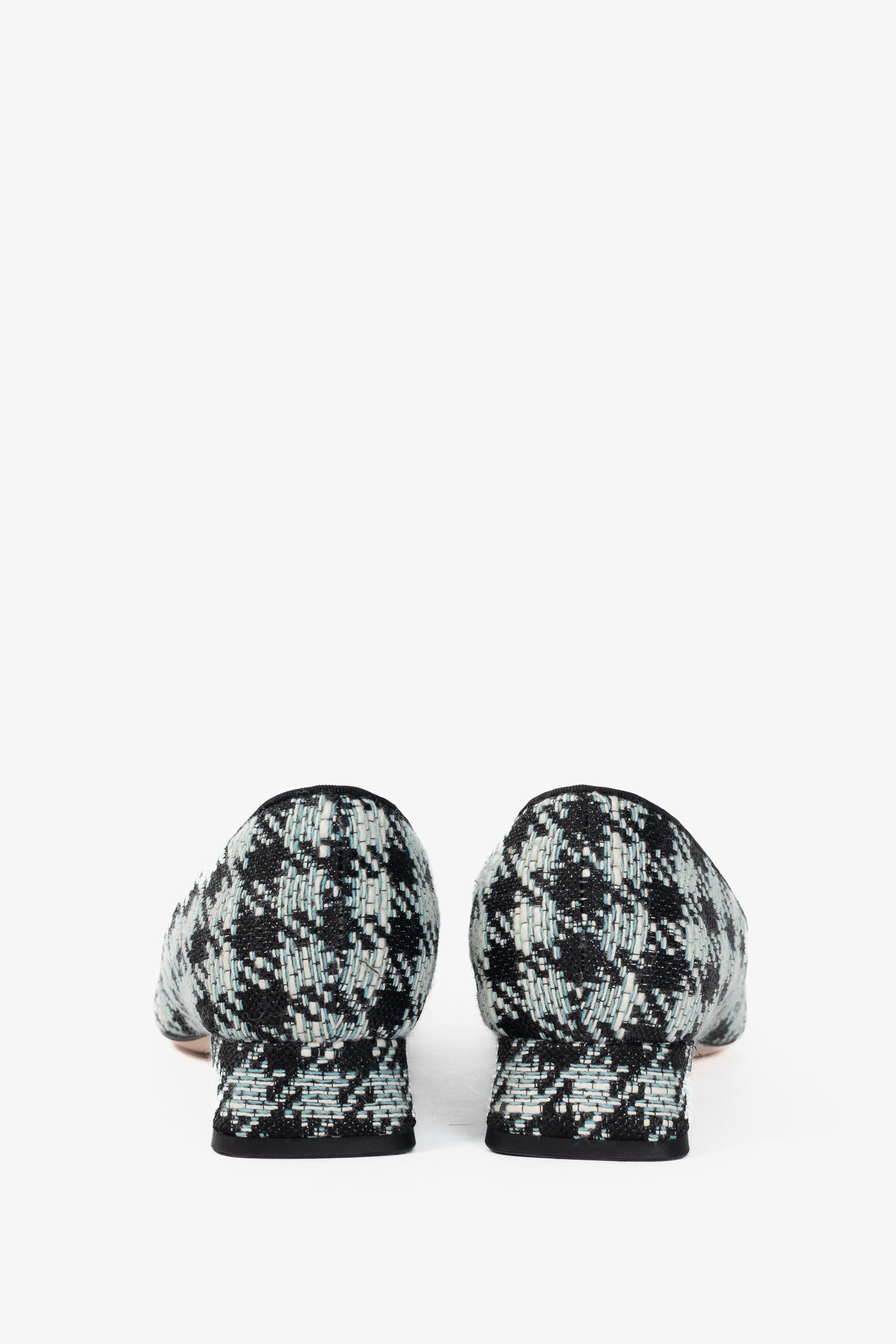Roger Vivier Tres Vivier Blue Houndstooth-Tweed Buckle Pumps