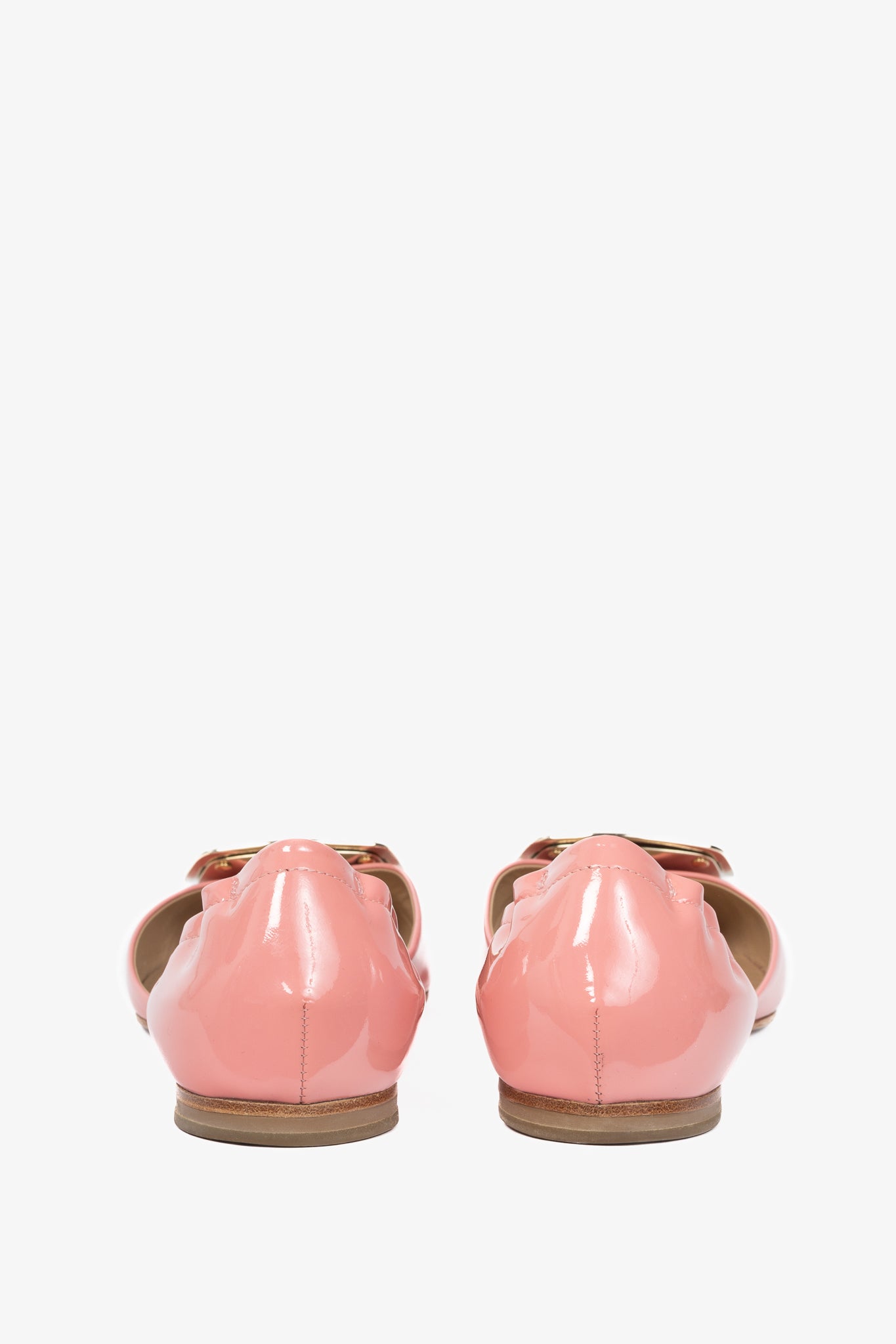 Roger Vivier Chips Pink Patent Leather Buckle Scrunch Flats