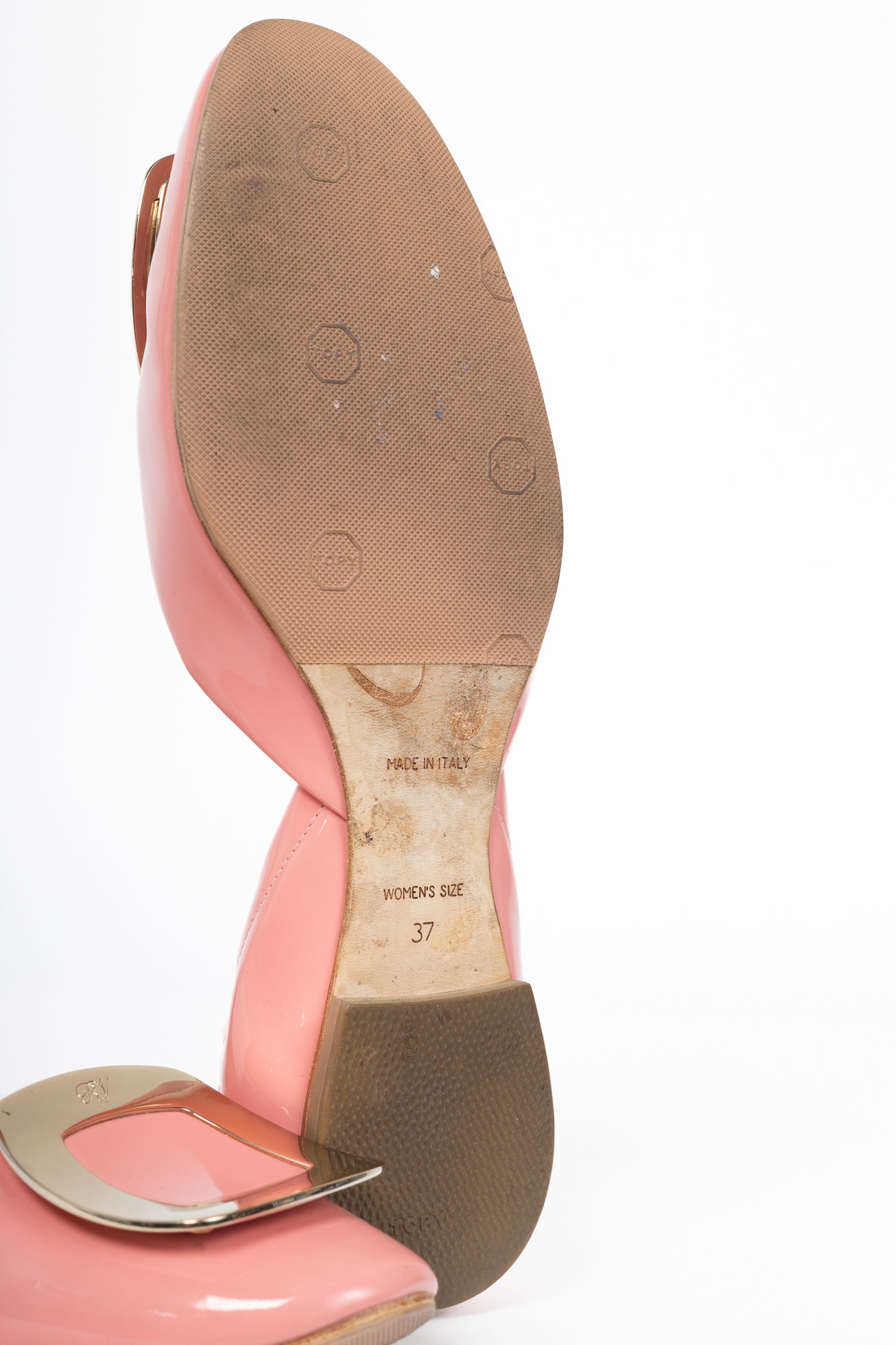 Roger Vivier Chips Pink Patent Leather Buckle Scrunch Flats