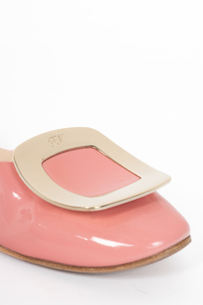 Roger Vivier Chips Pink Patent Leather Buckle Scrunch Flats