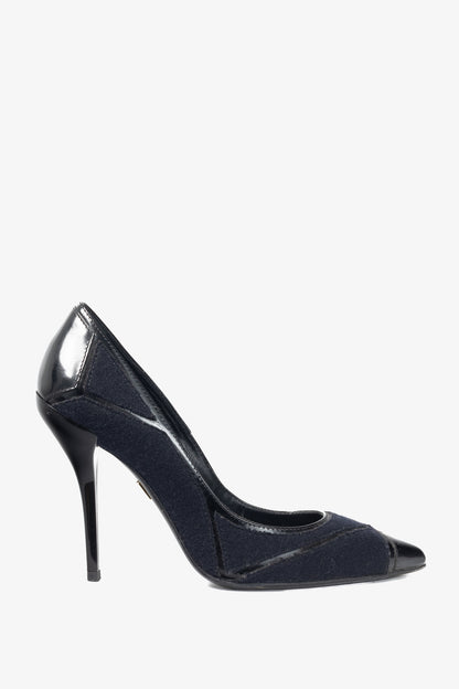 Roger Vivier Prismick Laine Blue & Black Leather Patchwork Heels