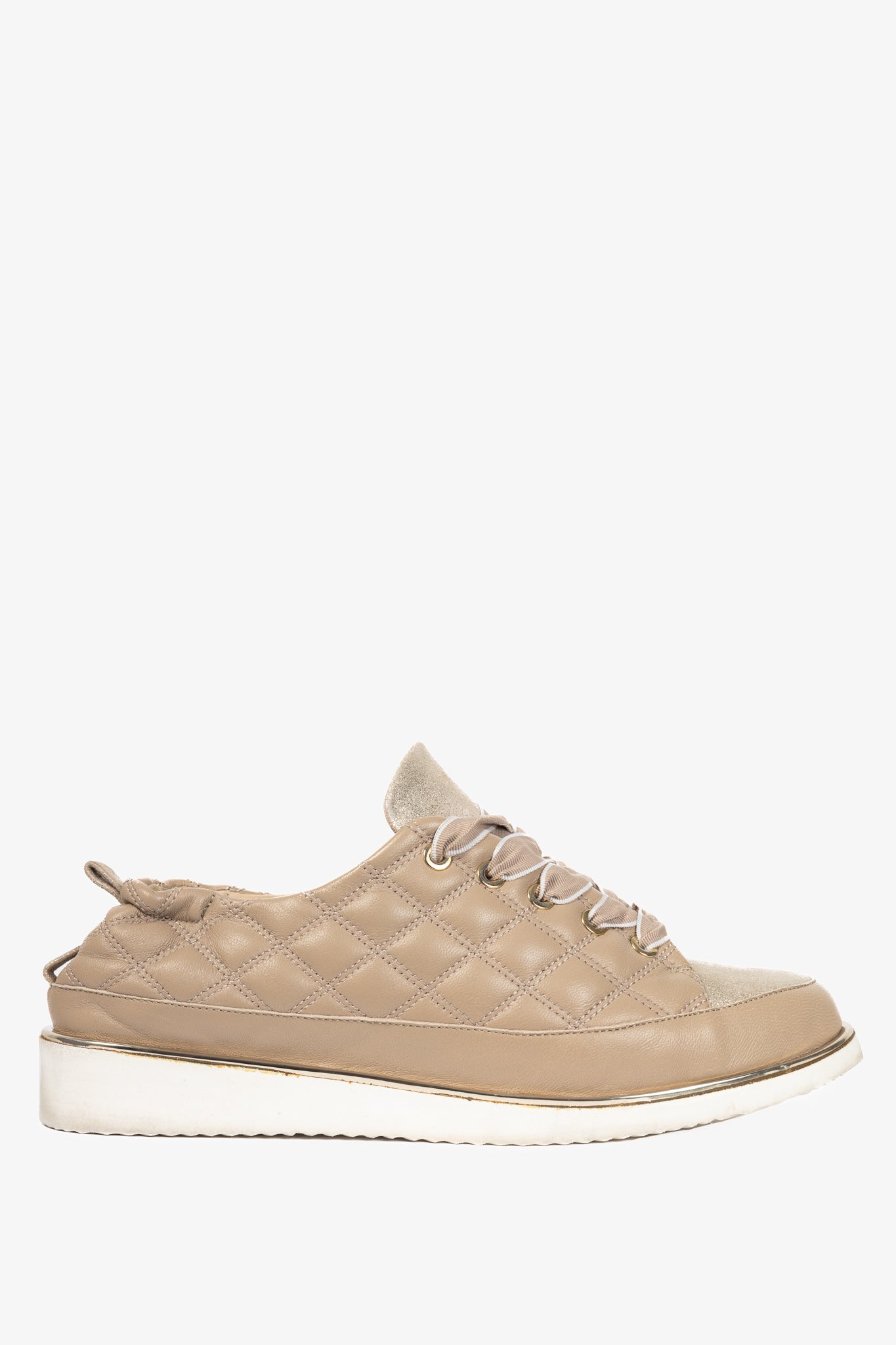 Ron White Novella Quilt Nude Nappa Lace-Up Sneakers