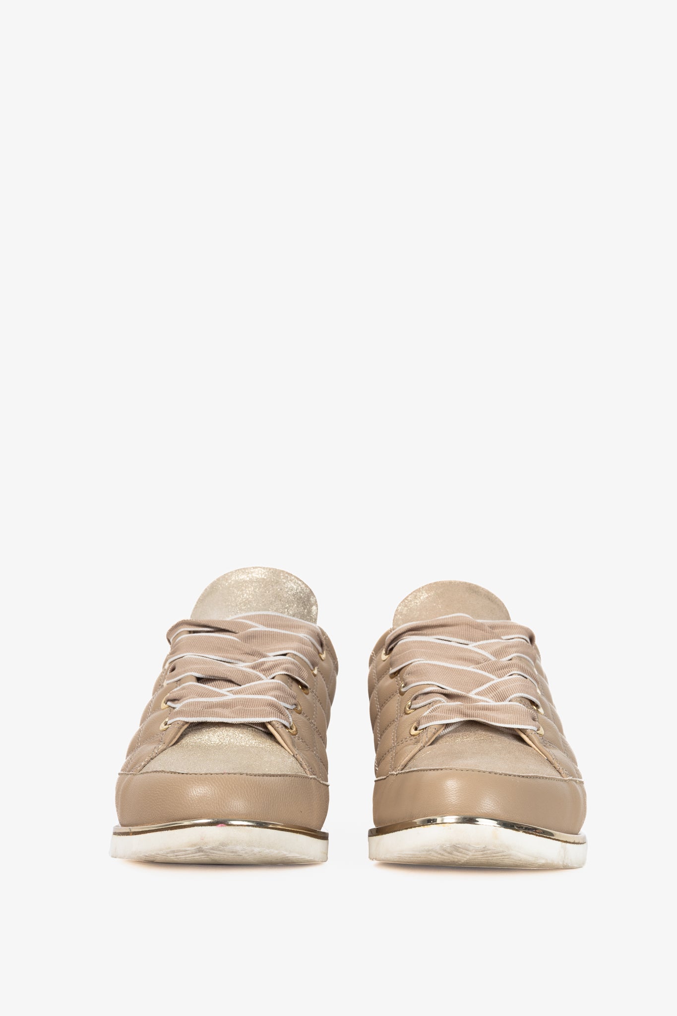 Ron White Novella Quilt Nude Nappa Lace-Up Sneakers